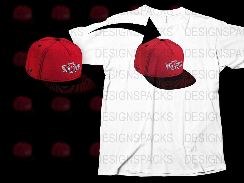 Red and White State Baseball Cap, Unisex Adjustable Sports Hat, College Style Headwear