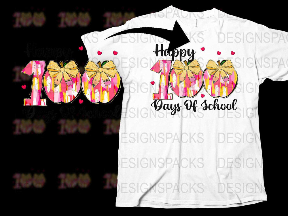 Happy 100 Days of School T-Shirt, Teacher Gift, Pumpkin Graphic Tee, Kids School Celebration Shirt