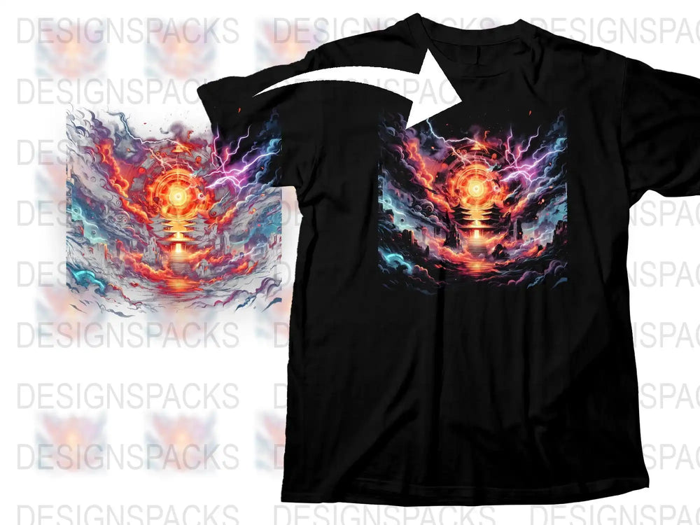 Men's Graphic T-Shirt with Vibrant Cosmic Design, Colorful Artistic Print, Casual Streetwear Fashion, Unique Sci-Fi Tee