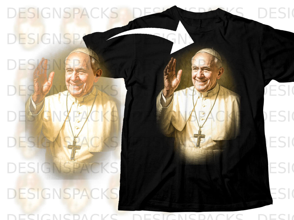 Pope Francis wearing papal vestments and a gold cross necklace.