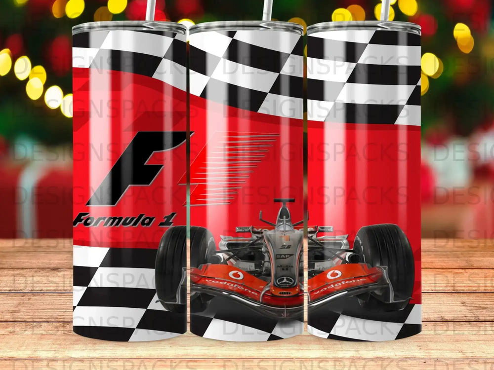 Formula 1 Racing Car Checkered Flag Red Background product type