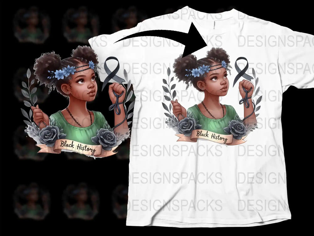 Black History Month T-Shirt, African American Girl, Floral Crown Design, Inspirational Graphic Tee