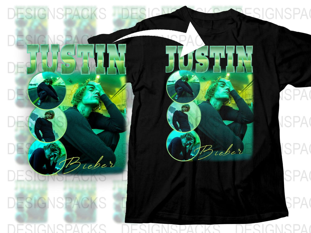 Justin Bieber Fan T-Shirt, Pop Music Star Graphic Tee, Unisex Black Cotton Shirt