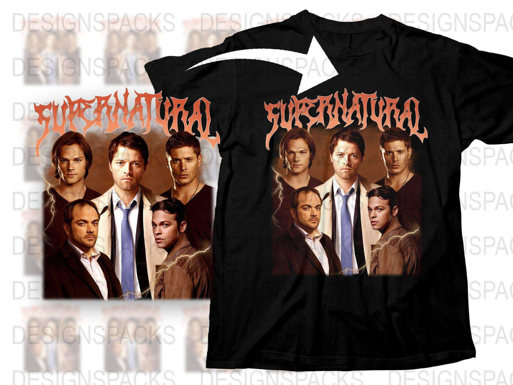 Supernatural Fan T-Shirt, Multiple Character Portraits, TV Show Inspired Merchandise