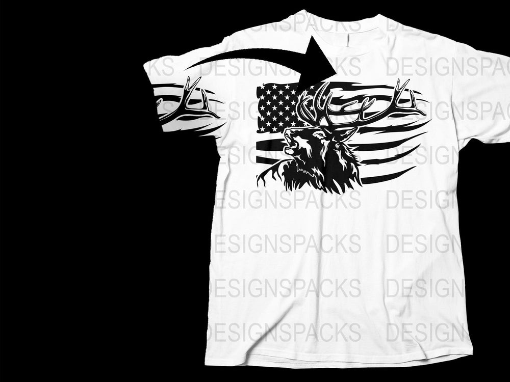 Patriotic Eagle American Flag Graphic T-Shirt, Black and White, Men's USA Pride Tee, Casual Summer Apparel