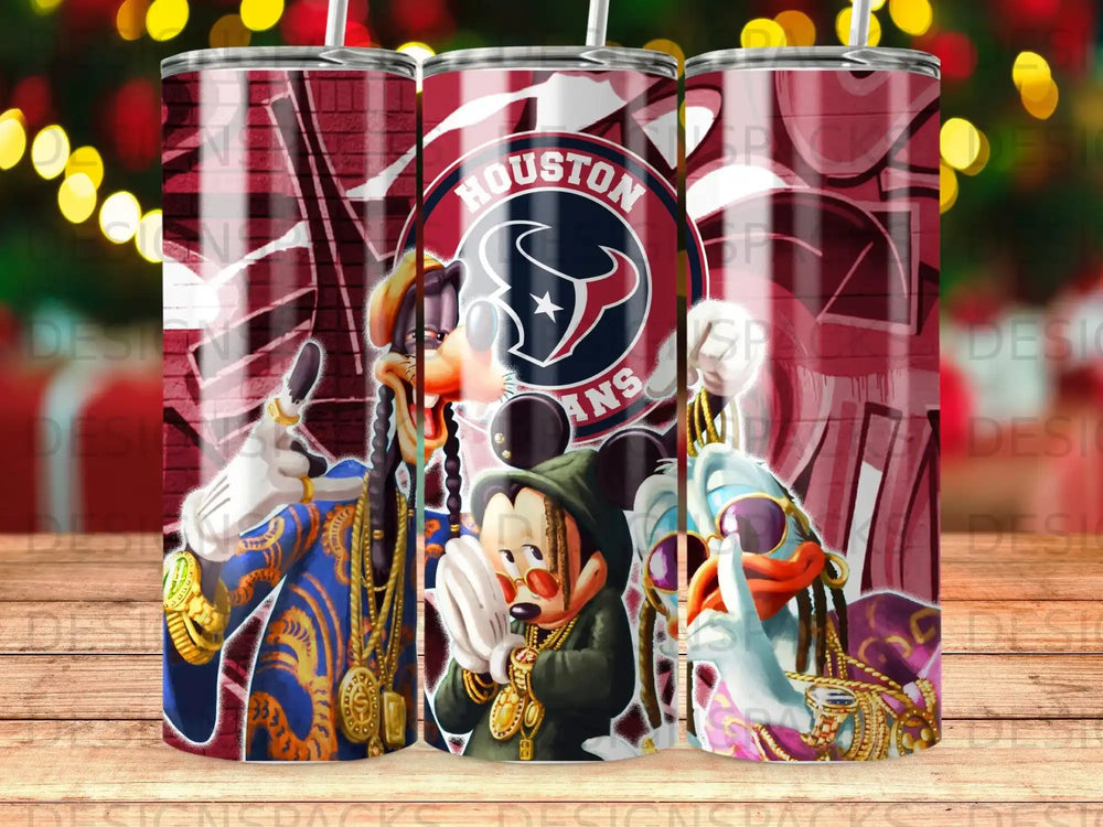 Houston Texans mascot stylized with hip-hop style on a tumbler.