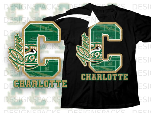 Charlotte 49ers Large C Graphic Design T-shirt