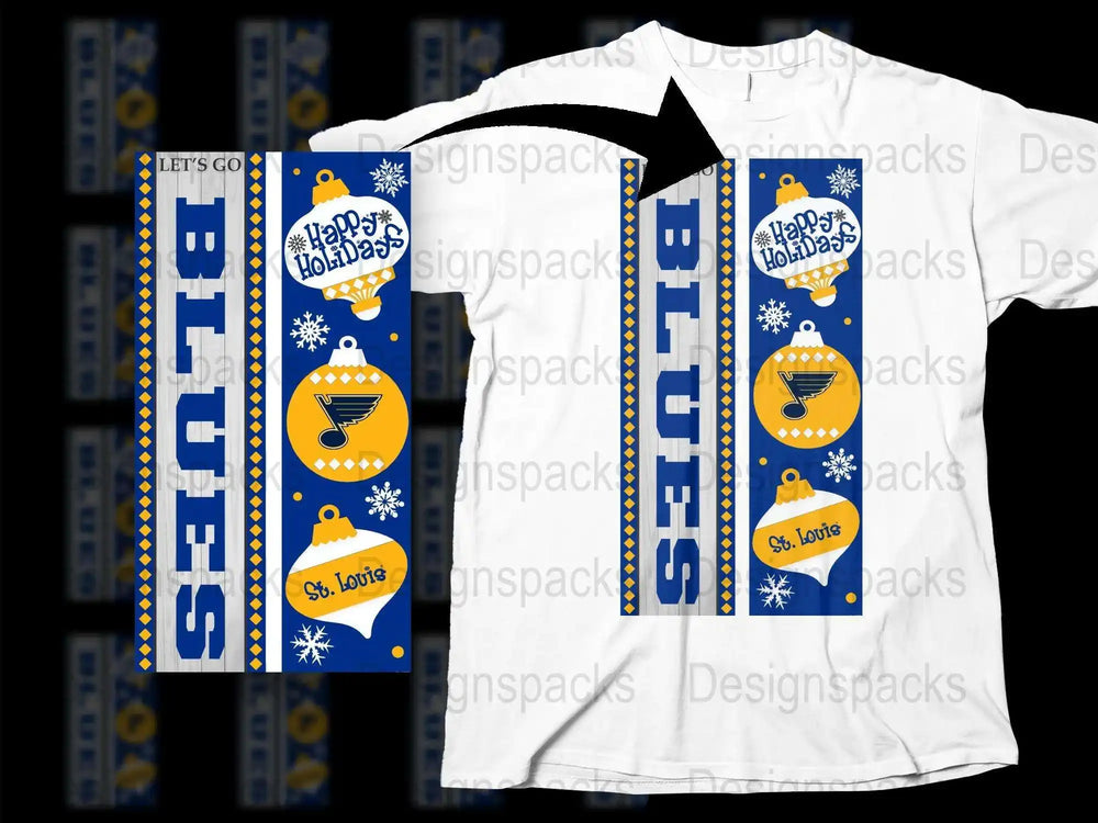 St. Louis Blues Holiday T-Shirt, Happy Holidays Graphic Tee, Winter Sports Fan Apparel, Unisex White Shirt