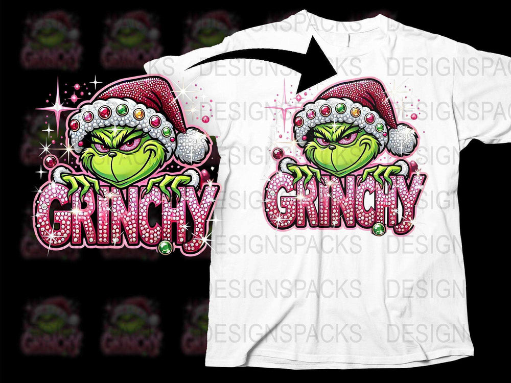Grinchy Christmas T-Shirt, Festive Green Monster Holiday Tee, Santa Hat Graphic, Unisex Winter Apparel, Gift Idea