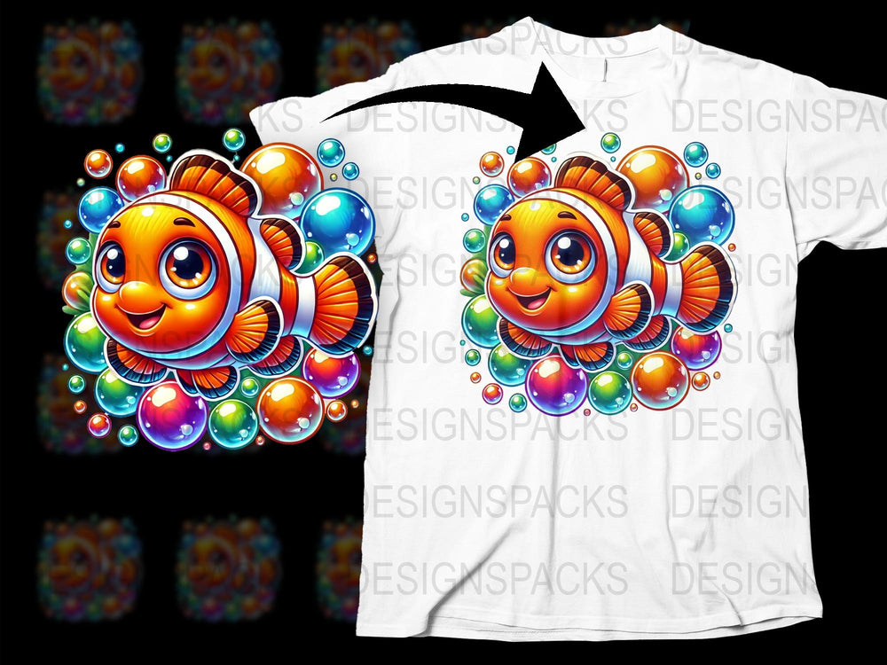 Colorful Clownfish T-Shirt, Vibrant Ocean Life Graphic Tee, Kids and Adults Casual Wear