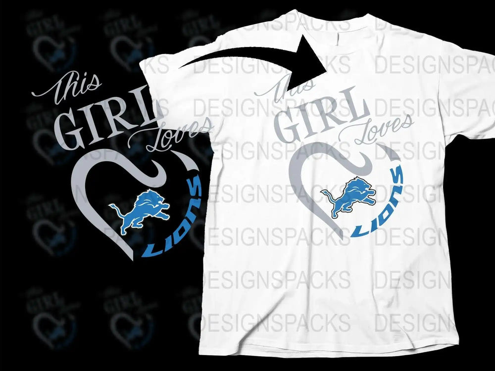 Detroit Lions Fan T-Shirt, This Girl Loves Lions Graphic Tee, NFL Team Support Shirt