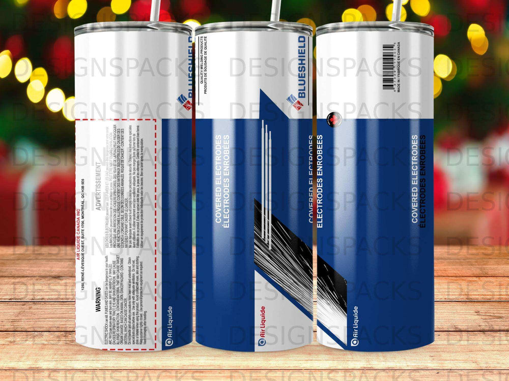 BlueShield covered electrodes with warnings and instructions in English and French.