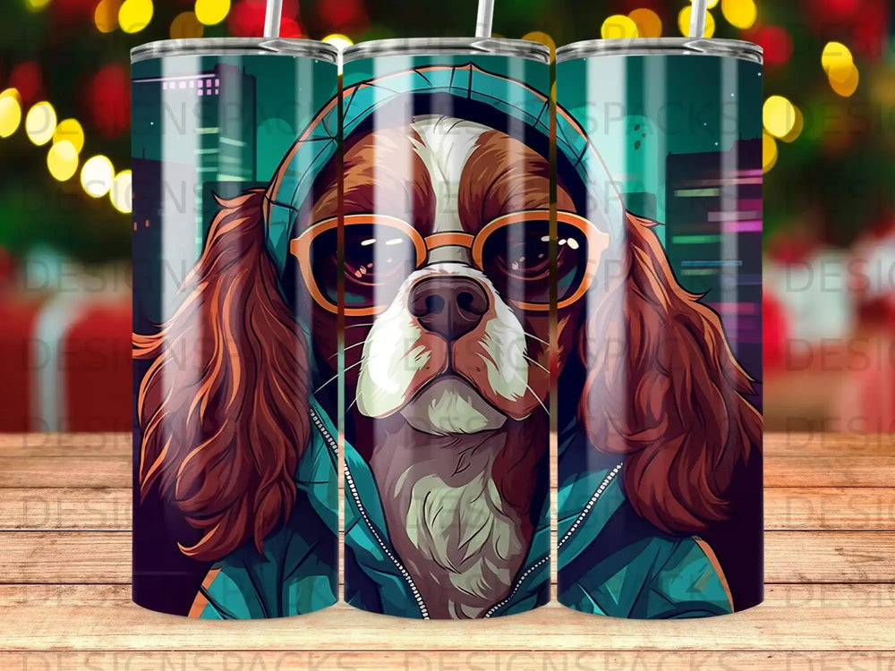 Diseño digital de envoltura para vaso Dapper Dog City Nights