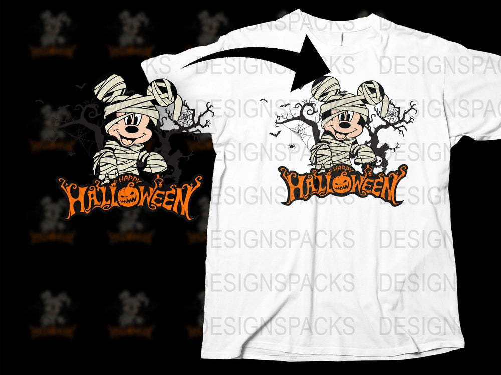 Halloween T-Shirt Witch Hat Pumpkins Bats Spooky Fun Holiday Graphic Tee Unisex Fashion