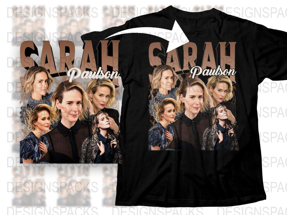 Sarah Paulson Fan T-Shirt, Multiple Photos Design, Celebrity Actress Graphic Tee, Unisex Black Shirt