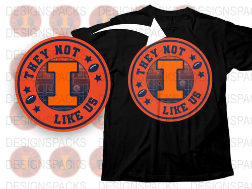 Retro Style 'They Not Like Us' Slogan T-Shirt, Orange and Black Graphic Tee, Casual Streetwear Shirt for Men and Women