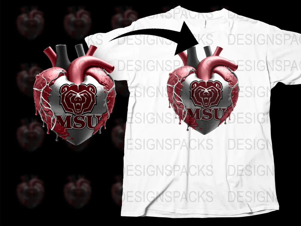 MSU Heart Design T-Shirt, Stylish College Sports Fan Apparel, Unique Graphic Tee
