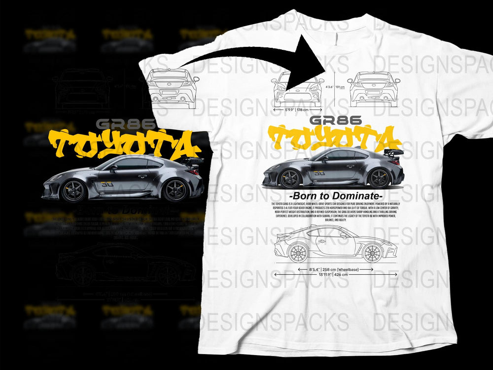Toyota Sports Car T-Shirt, Custom Graphic Tee, Born to Dominate, Racing Enthusiast Gift, Stylish Automotive Apparel