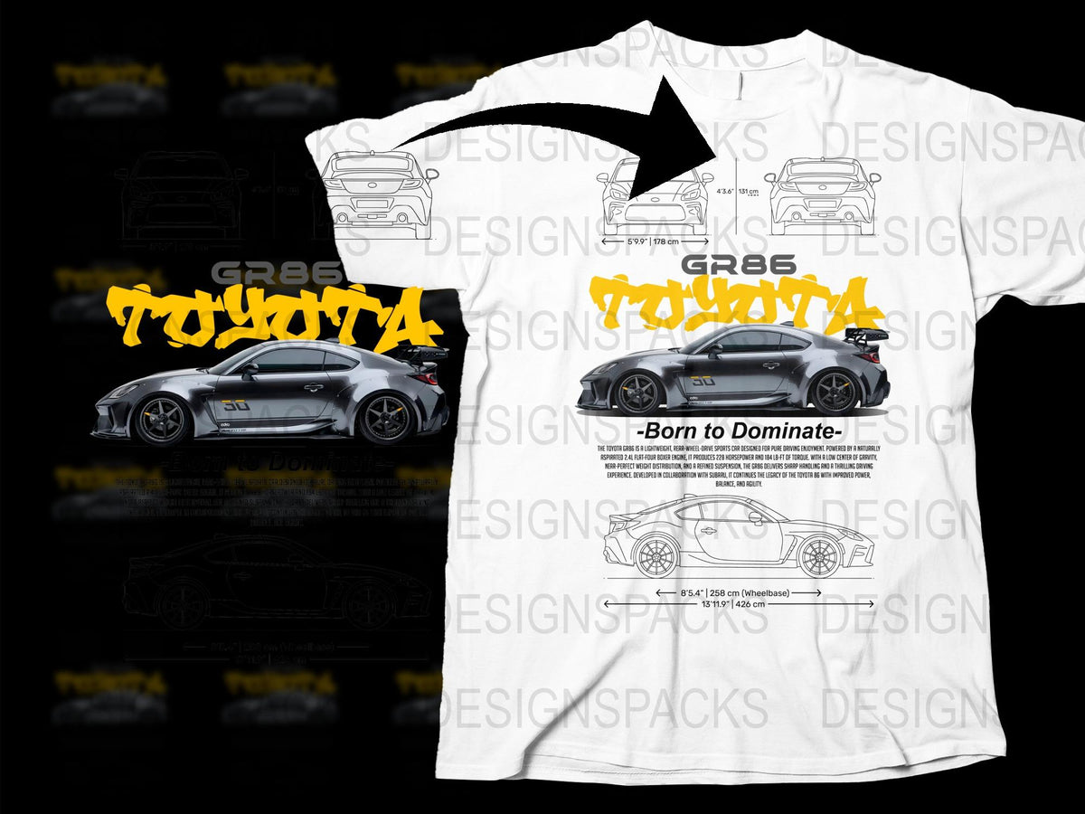 Toyota Sports Car T-Shirt, Custom Graphic Tee, Born to Dominate, Racing Enthusiast Gift, Stylish Automotive Apparel