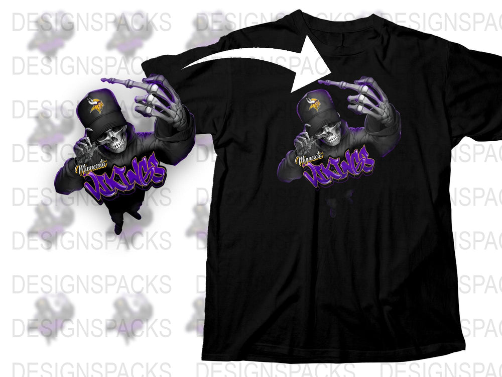 Men's Black Graphic T-Shirt, Skull Design, Urban Streetwear, Purple Accents, Casual Wear, Cool Skull Tee, Hip Hop Style Shirt
