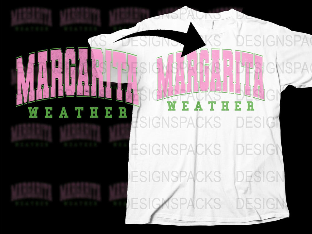 Margarita Weather T-Shirt, Neon Pink and Green Summer Tee, Fun Party Drink Shirt