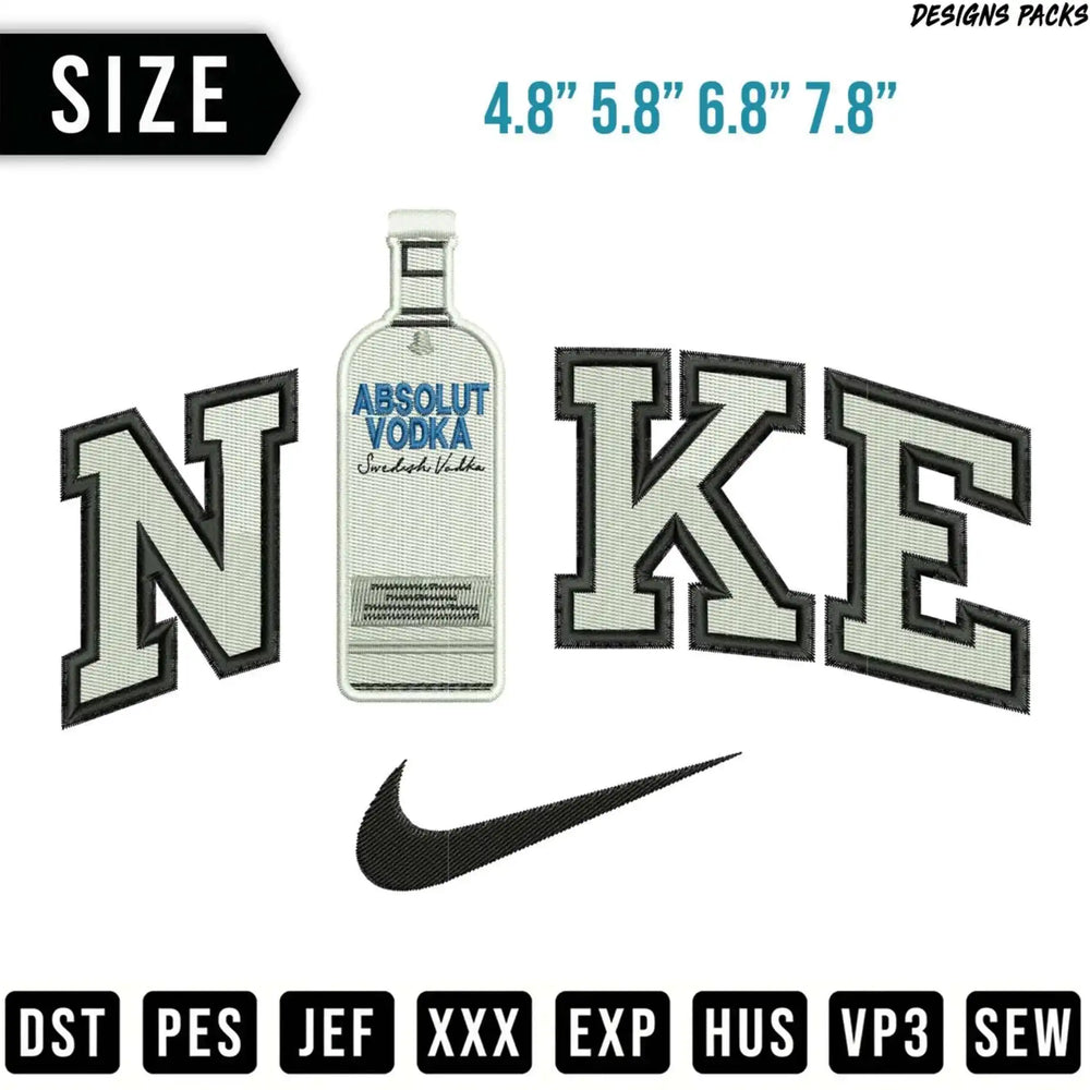 Nike logo with Absolut Vodka bottle and file format options.