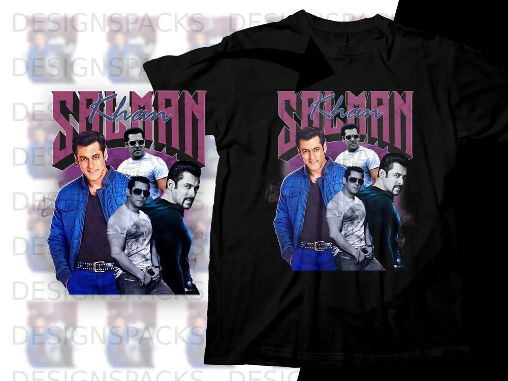 Salman Khan collage on black t-shirt design.