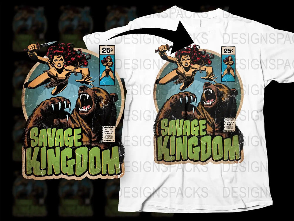 Savage Kingdom Comic Book T-Shirt, Vintage Style Graphic Tee, Retro Superhero Design, Collectible Shirt