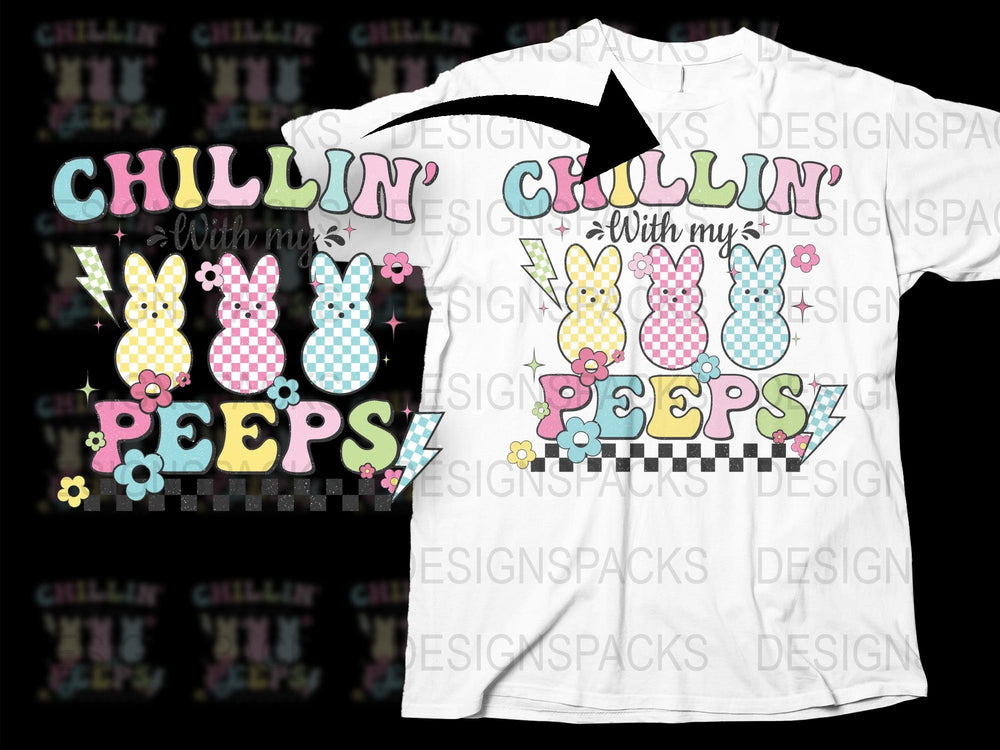 Easter Bunny Peeps T-Shirt, Cute Rabbit Spring Holiday Tee, Colorful Family Matching Outfit