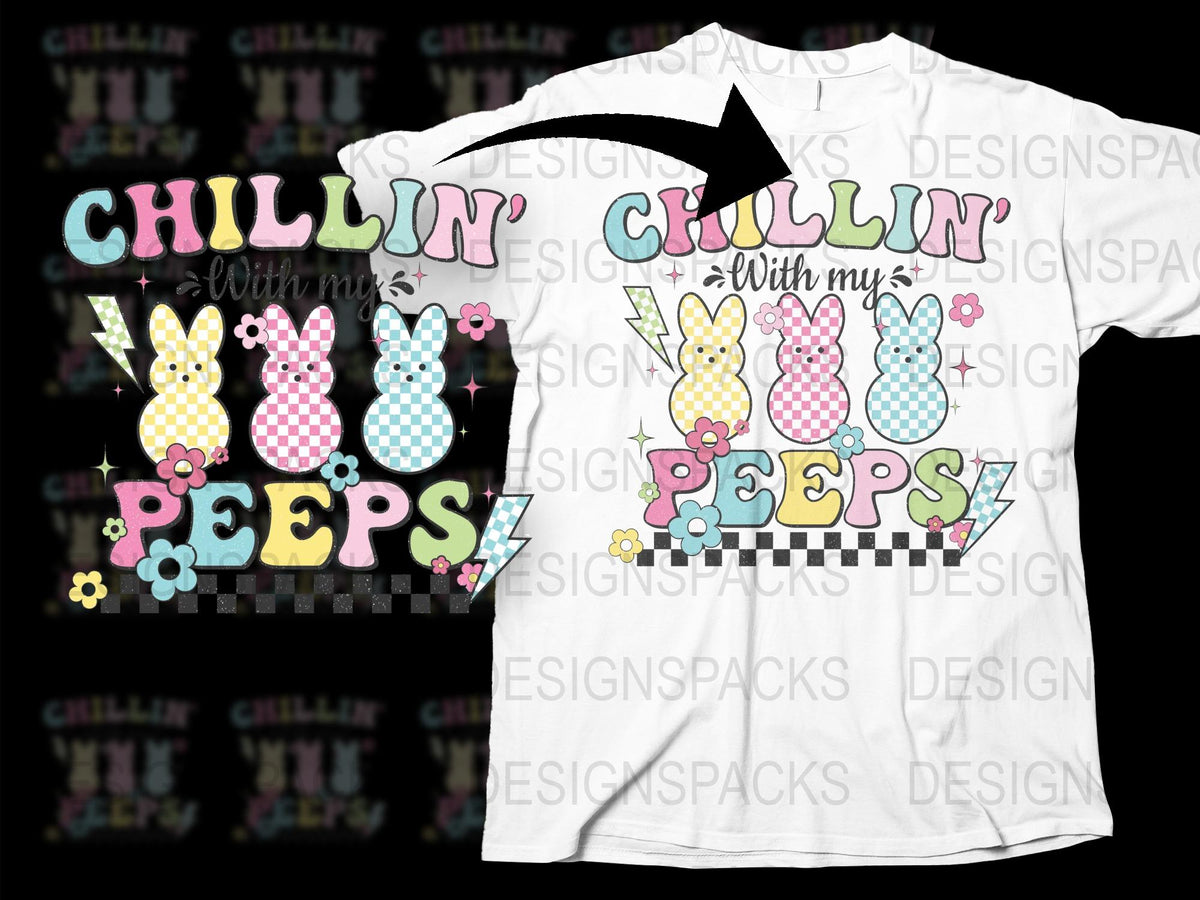 Easter Bunny Peeps T-Shirt, Cute Rabbit Spring Holiday Tee, Colorful Family Matching Outfit