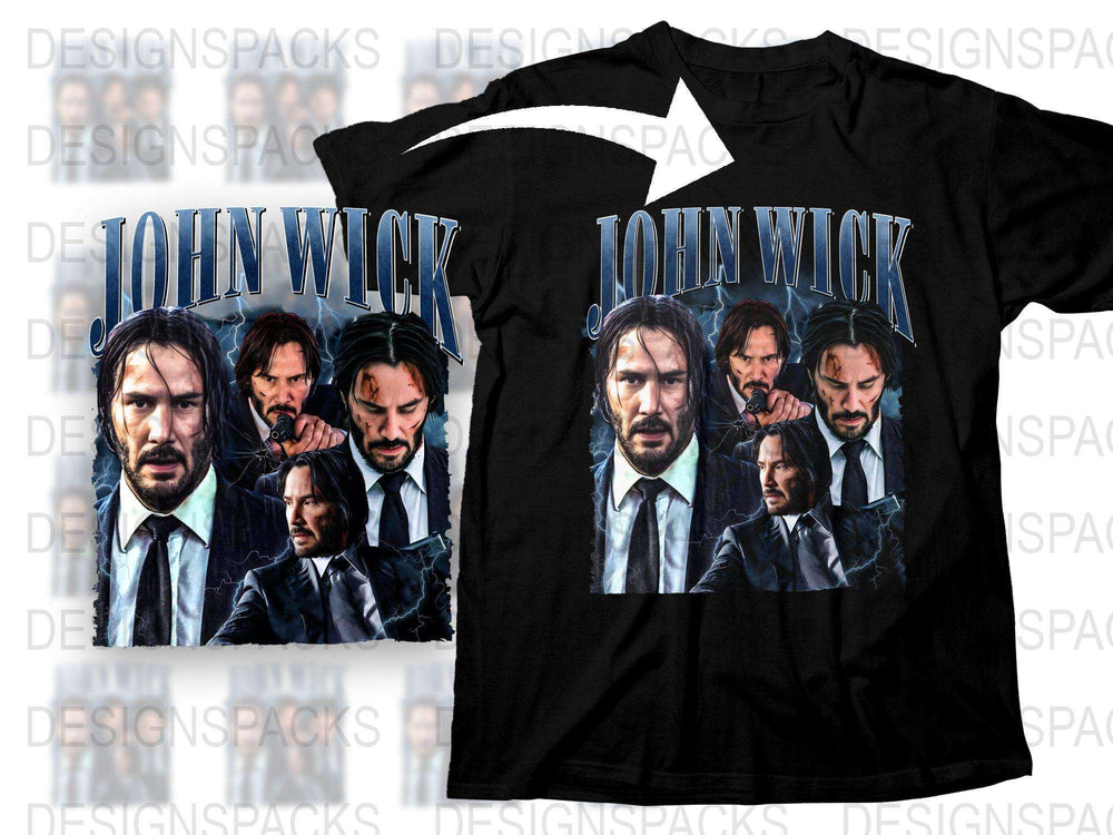 John Wick Movie Inspired T-Shirt, Keanu Reeves Graphic Tee, Action Film Fan Apparel