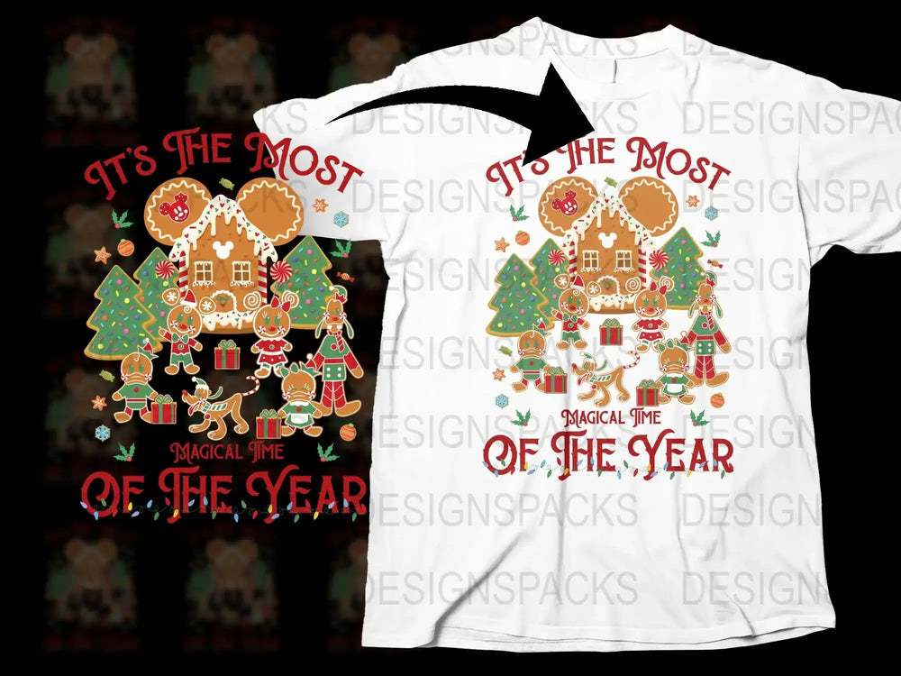 Christmas Gingerbread House T-Shirt, Festive Holiday Graphic Tee, Unisex Winter Apparel, Christmas Tree and Decorations Shirt