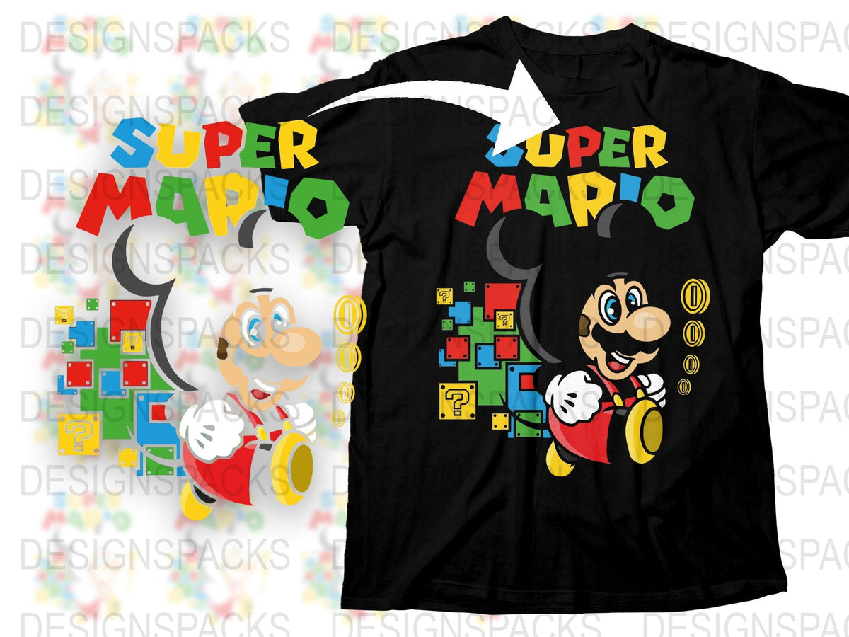 Super Mario Themed T-Shirt, Vintage Video Game Tee, Retro Nintendo Shirt, Colorful Gaming Apparel