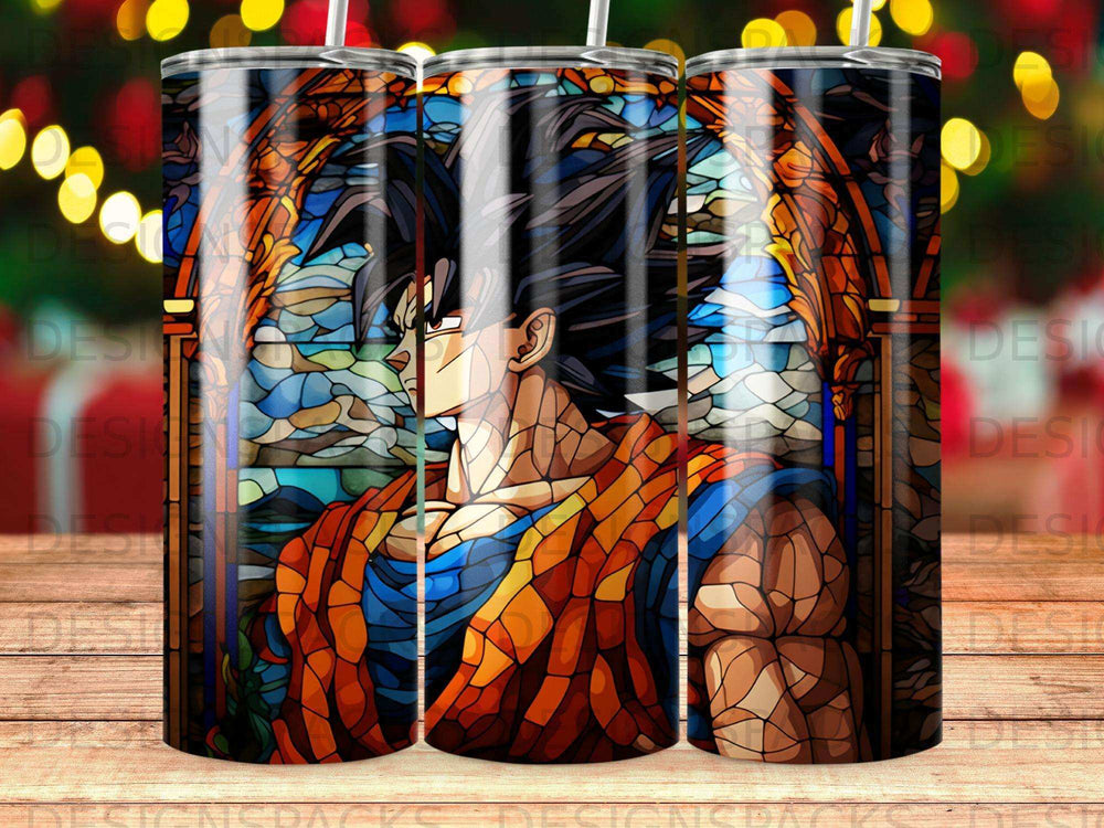 Dragon Ball Z Goku stained glass tumbler design.