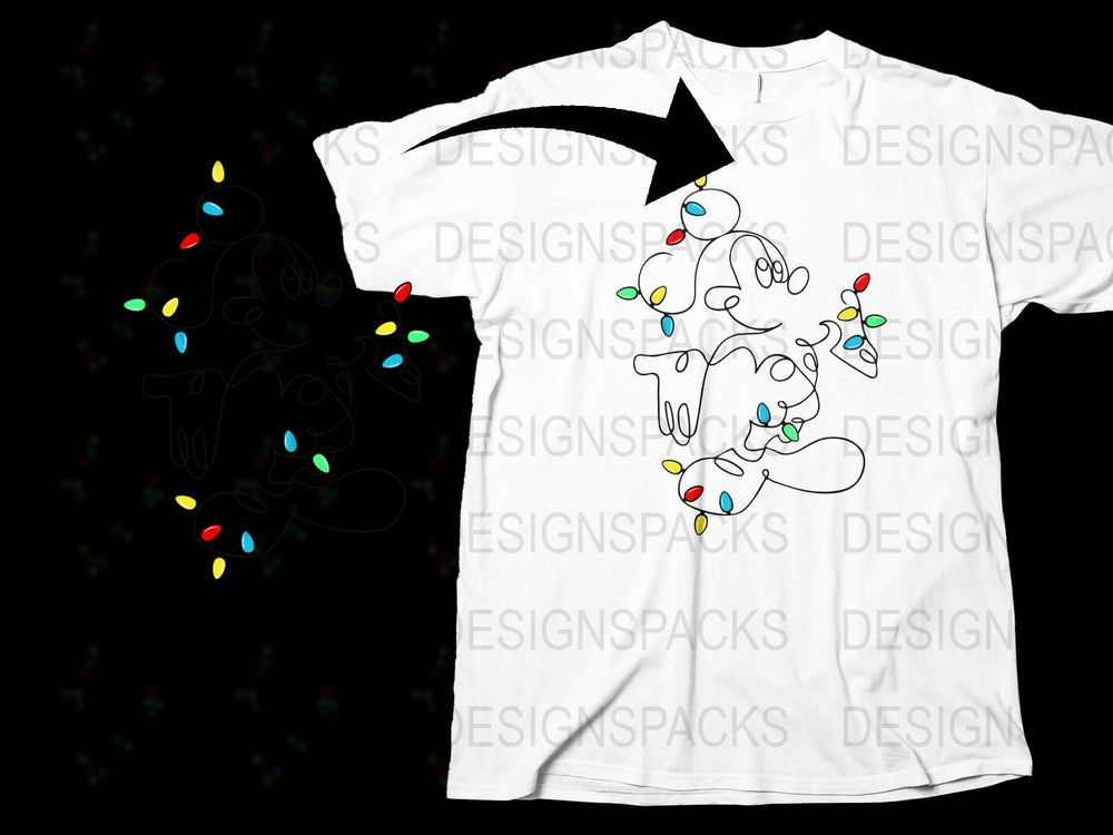 White Christmas Lights T-Shirt, Funny Dog Wrapped in Holiday Lights Tee, Unisex Casual Shirt for Winter Season