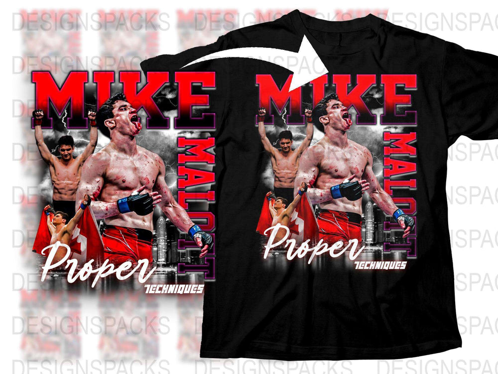 Mike Malloy Proper Techniques MMA Fighter Graphic T-Shirt, Sports Apparel, Men's Athletic Wear