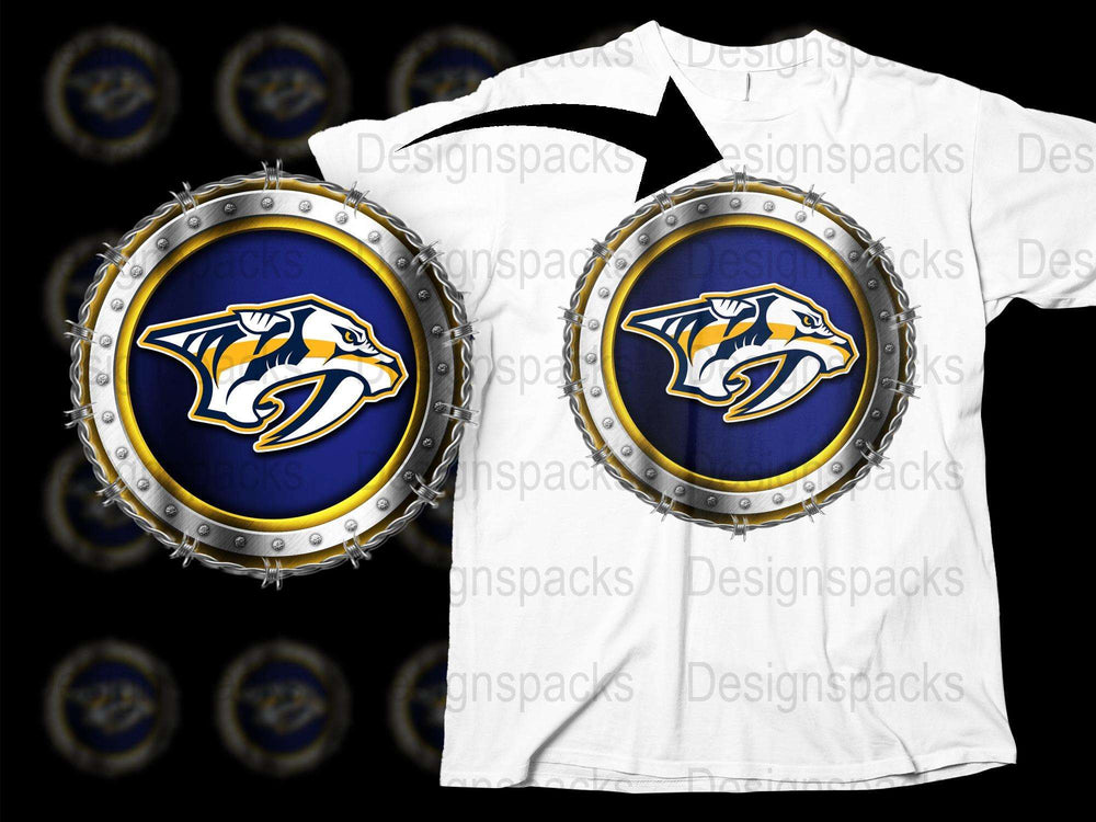 Nashville Predators Logo T-Shirt, Navy Blue Sports Tee, Unisex Hockey Fan Gear, Casual Round Neck Top Fashion