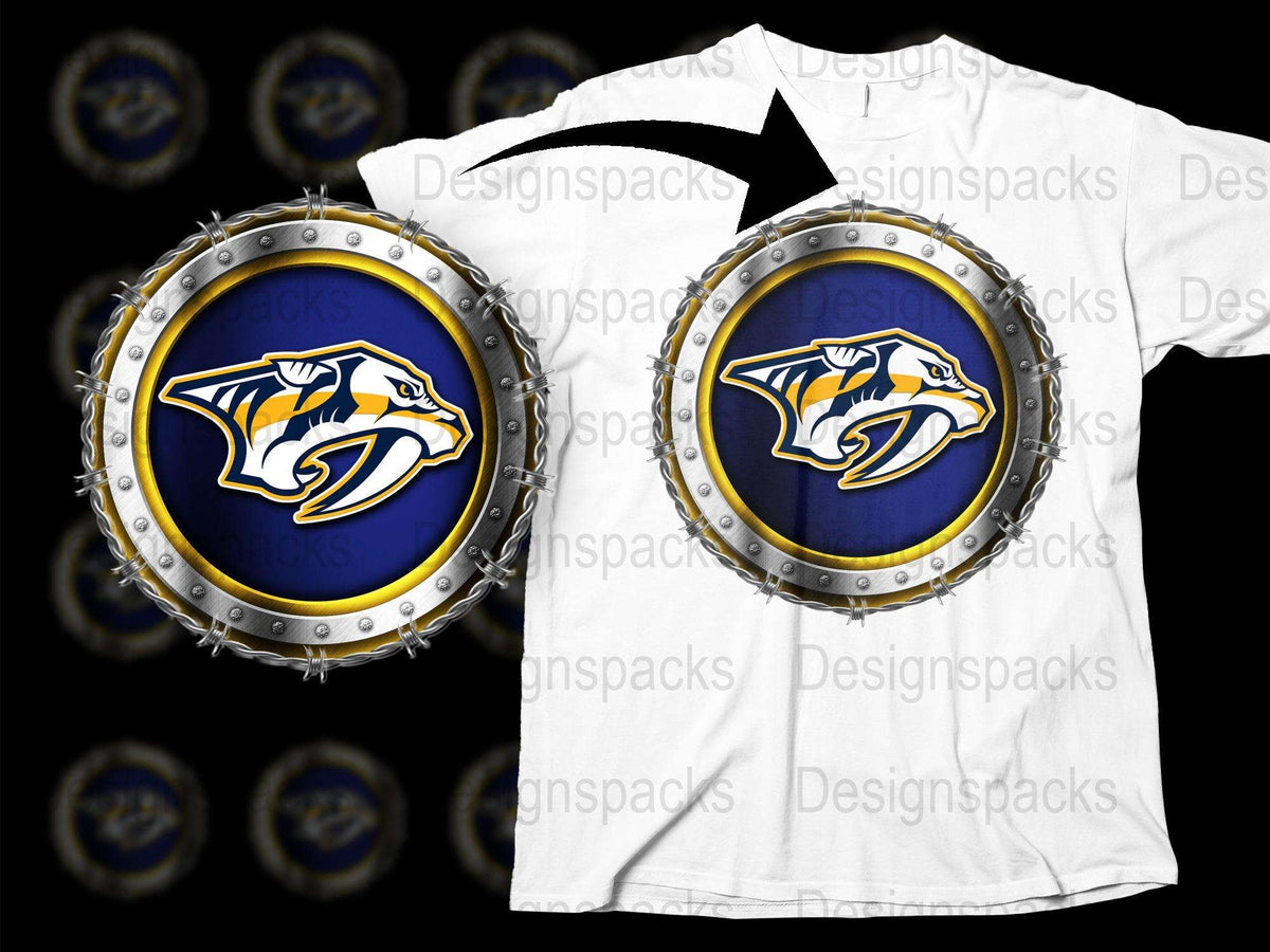 Nashville Predators Logo T-Shirt, Navy Blue Sports Tee, Unisex Hockey Fan Gear, Casual Round Neck Top Fashion