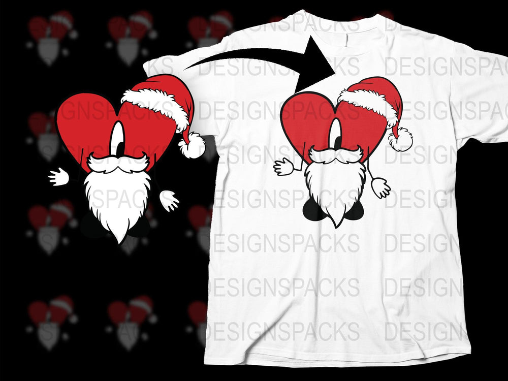 Santa Claus Face Christmas T-Shirt, Funny Holiday Graphic Tee, Festive Xmas Party Wear, Unisex White Shirt Gift