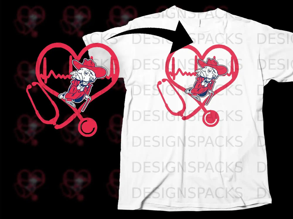 Cowboy Heartbeat Stethoscope Design T-Shirt