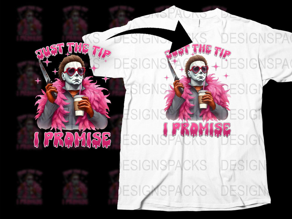 Funny Skeleton T-Shirt, Just the Tip I Promise, Pink Flamingo Graphic Tee, Halloween Party Shirt, Cool Casual Streetwear