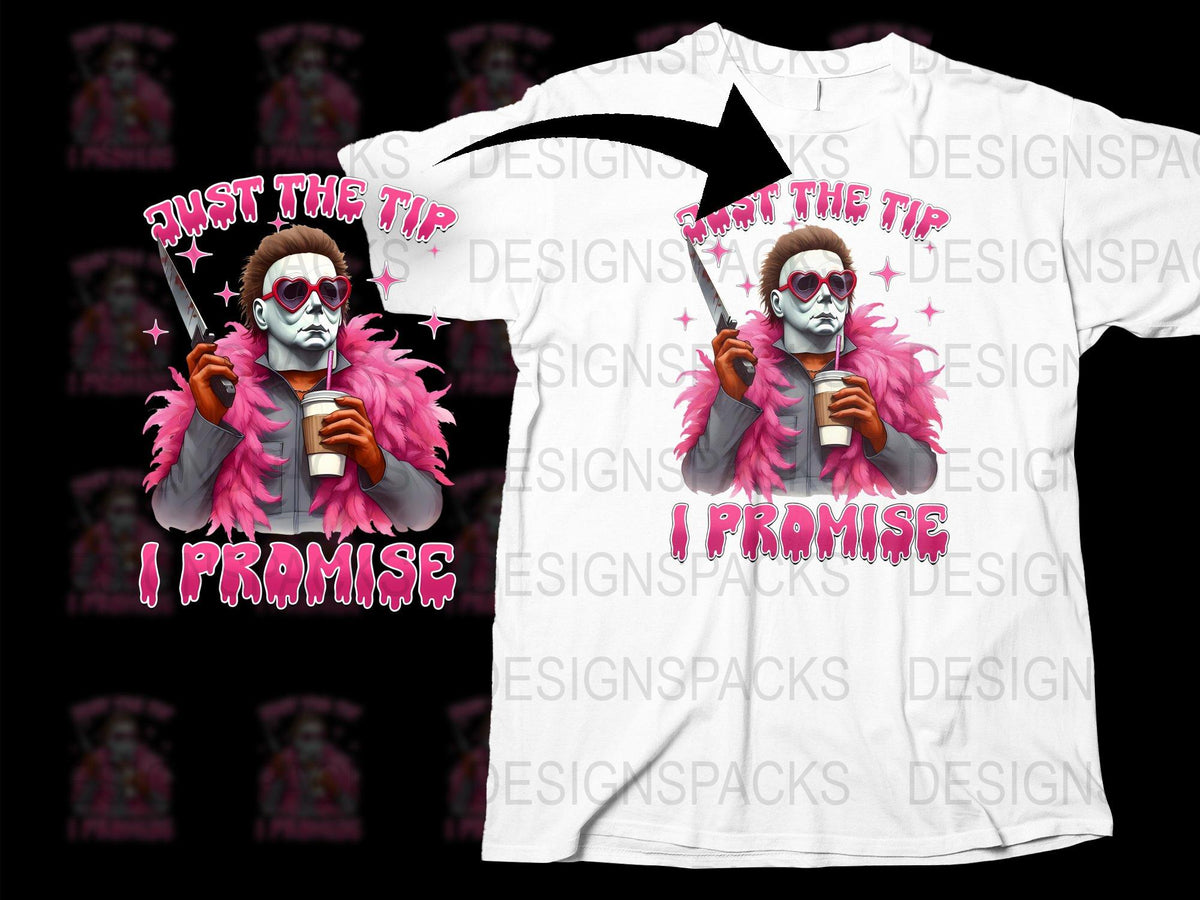Funny Skeleton T-Shirt, Just the Tip I Promise, Pink Flamingo Graphic Tee, Halloween Party Shirt, Cool Casual Streetwear