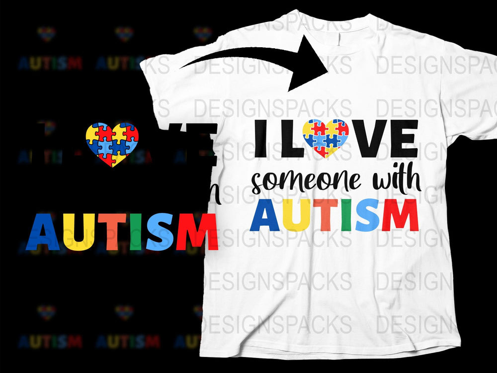 Autism Awareness T-Shirt, Colorful Puzzle Piece Heart, I Love Someone with Autism Tee, Supportive Apparel