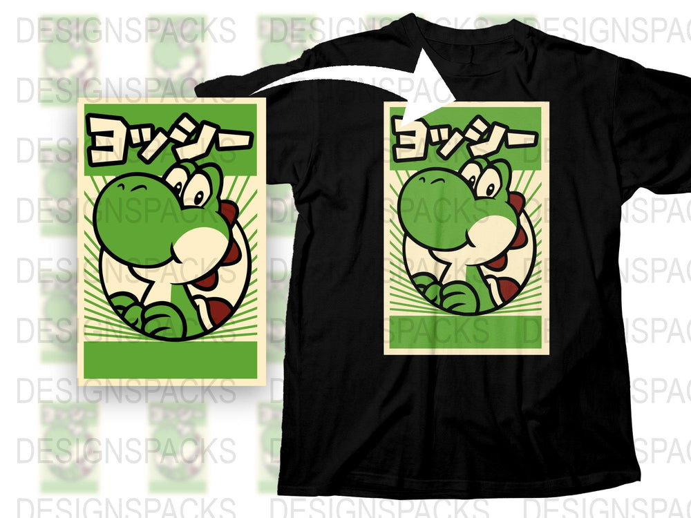 Green Dinosaur Cartoon Graphic T-Shirt, Cute Animal Character Kids Tee, Bright Colors Casual Wear
