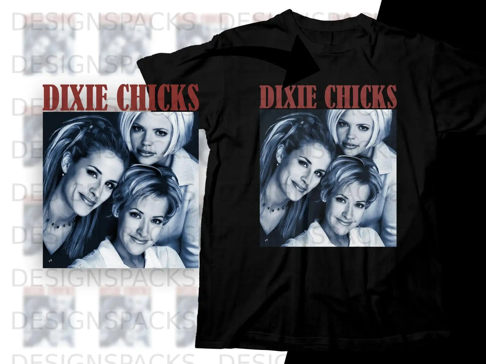 Dixie Chicks t-shirt with group photo of band members and white text.