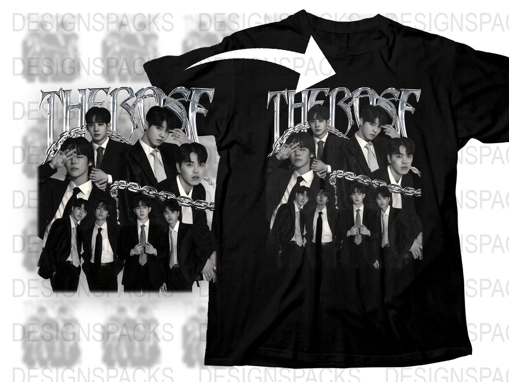K-Pop Band Graphic T-Shirt, Stylish Black Tee, Popular Music Group, Trendy Youth Fashion, Casual Wear