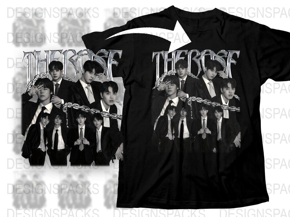 K-Pop Band Graphic T-Shirt, Stylish Black Tee, Popular Music Group, Trendy Youth Fashion, Casual Wear