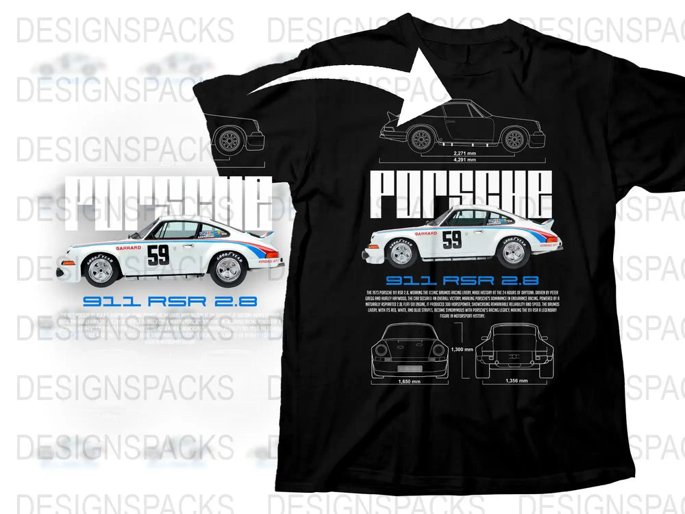 Vintage Porsche 911 RSR 2.8 Graphic T-Shirt, Classic Car Enthusiast Tee, Collector Sports Car Apparel, Racing Gift Idea