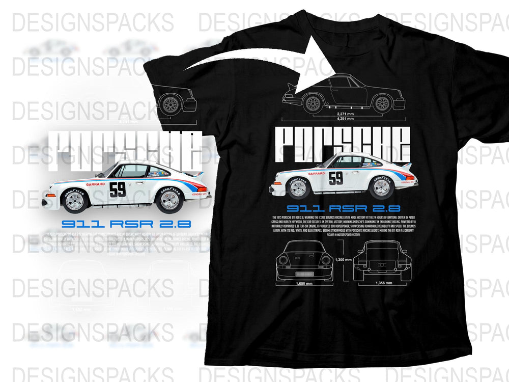 Vintage Porsche 911 RSR 2.8 Graphic T-Shirt, Classic Car Enthusiast Tee, Collector Sports Car Apparel, Racing Gift Idea
