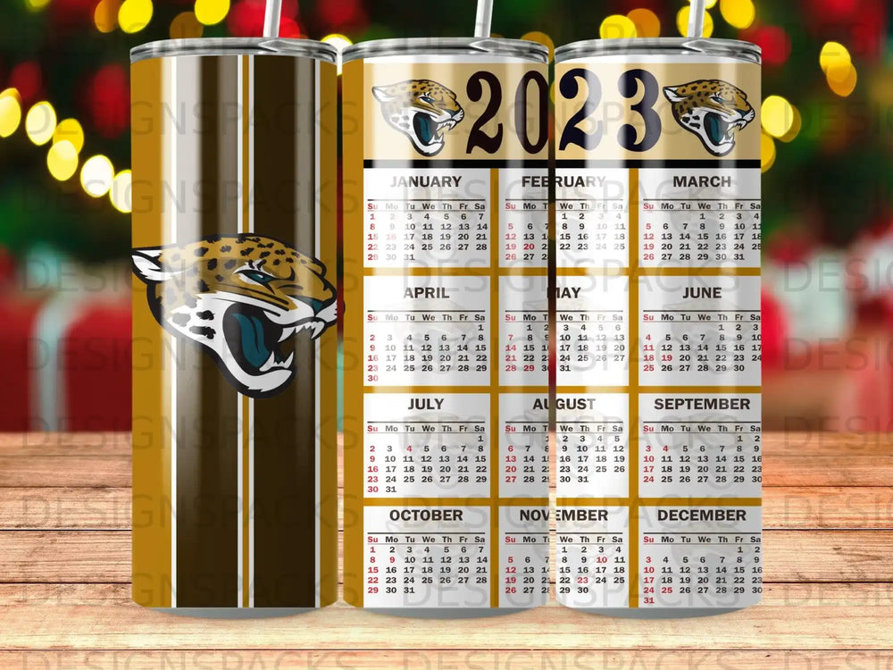 2023 calendar wrap with jaguar head on left side.